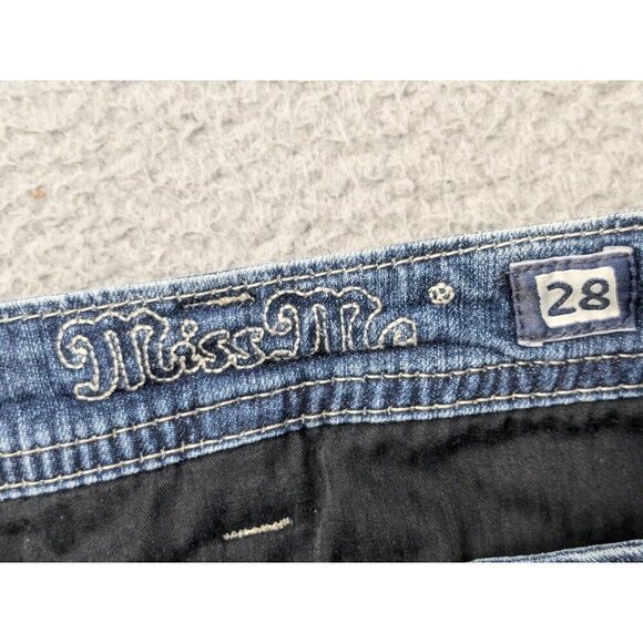 Miss Me Jean Shorts Women 28 Denim Stretch Colorful Sequins Cutoff Flap Pocket - Picture 3 of 16